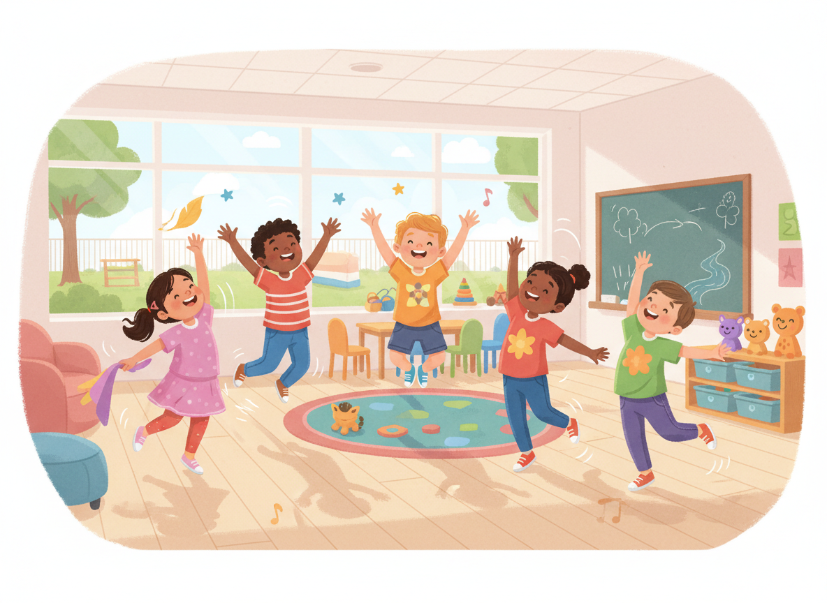 Young children combining action poetry with expressive movement