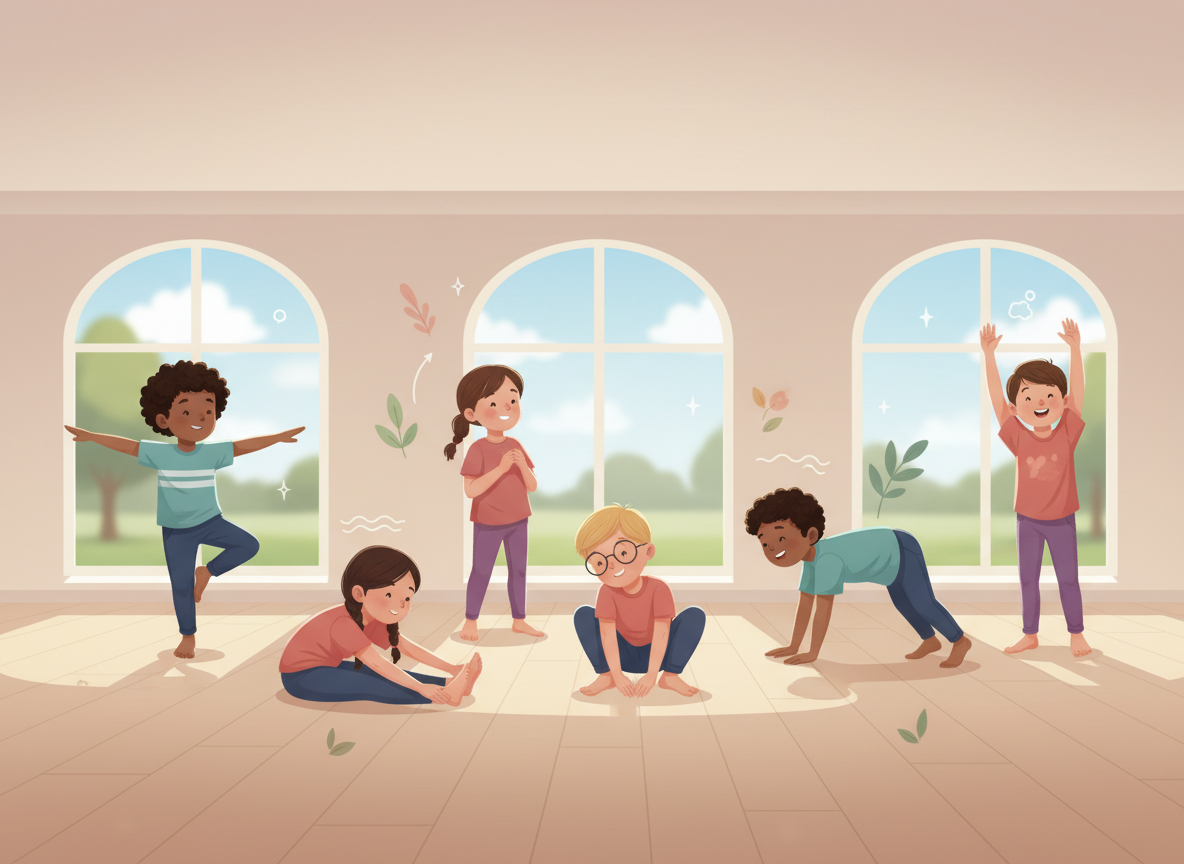 Children exploring body awareness through movement activities