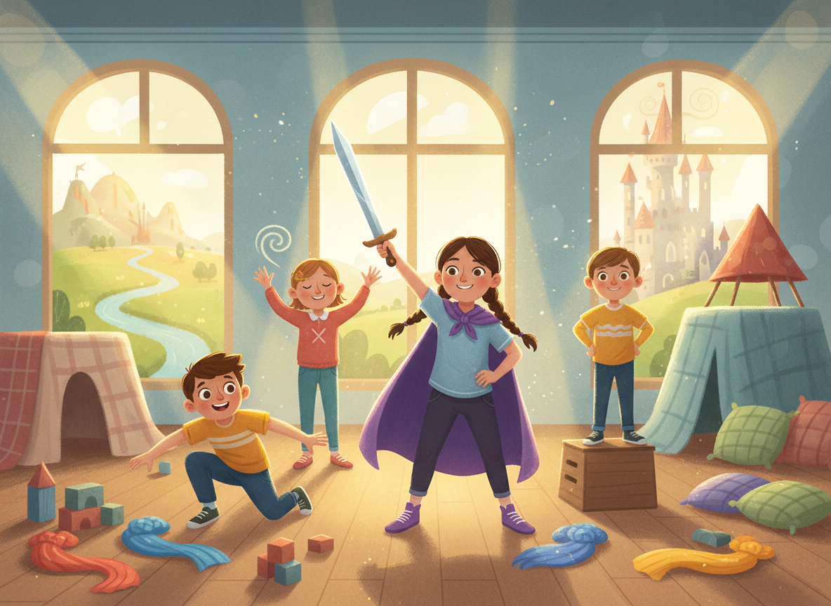 Children exploring different characters through drama