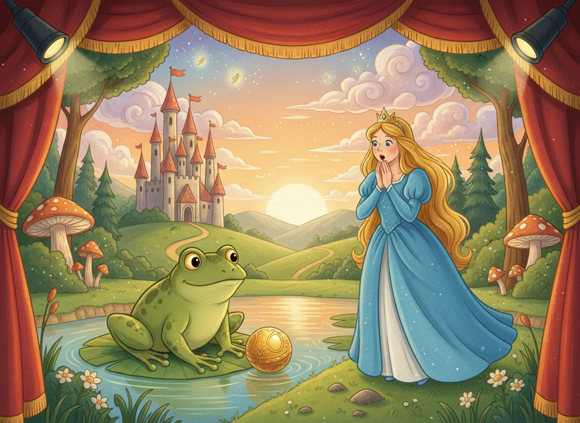 The Frog Prince in a child-friendly fairytale scene