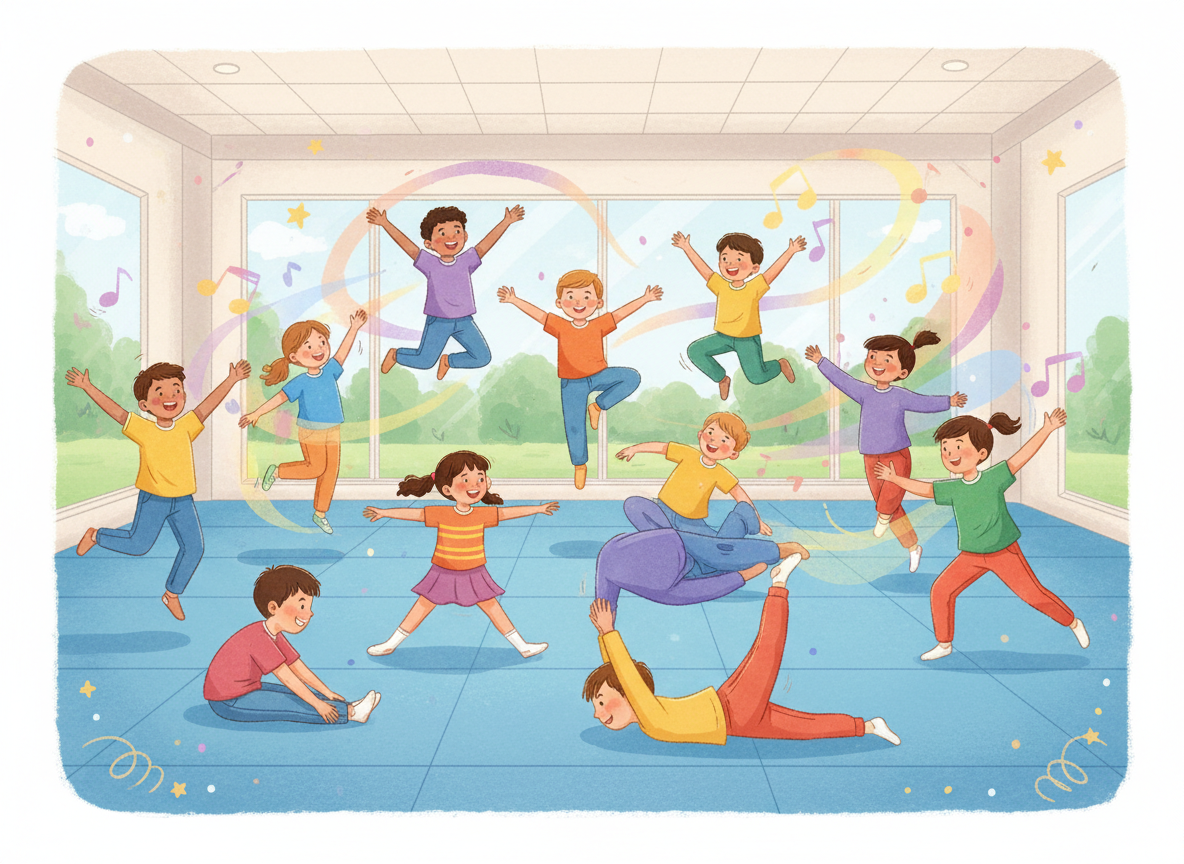 Children enjoying creative movement games