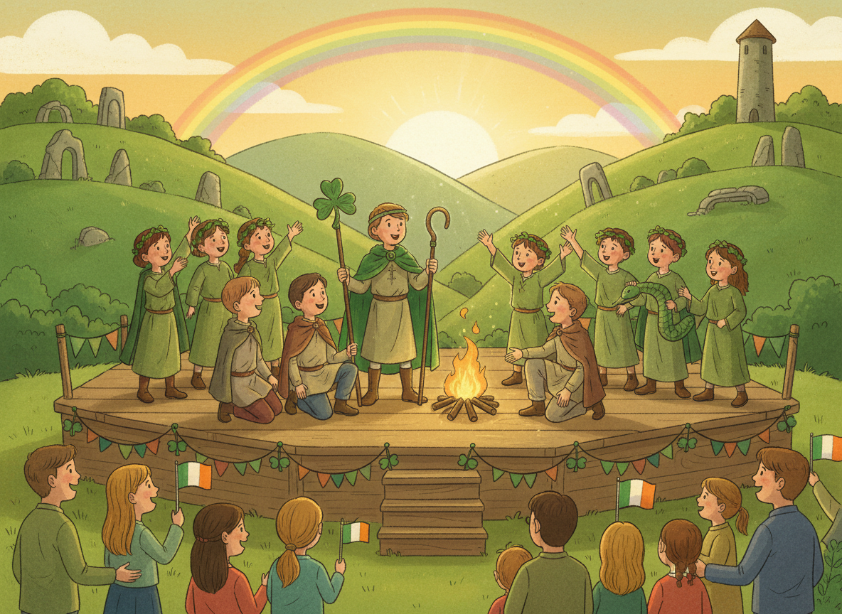 Children performing a play inspired by the legend of St Patrick